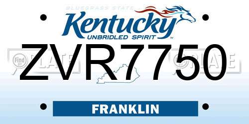 ZVR7750 Kentucky License Plate