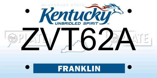 ZVT62A Kentucky License Plate