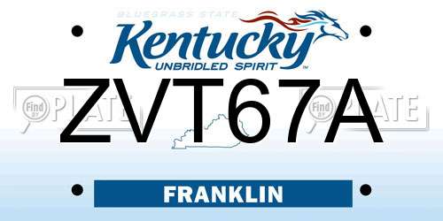 ZVT67A Kentucky License Plate