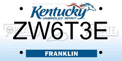 ZW6T3E Kentucky License Plate