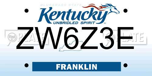 ZW6Z3E Kentucky License Plate
