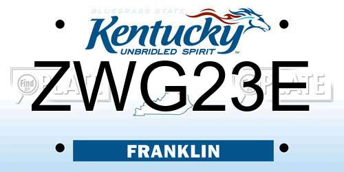 ZWG23E Kentucky License Plate