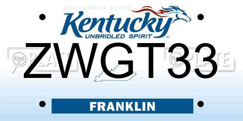 ZWGT33 Kentucky License Plate