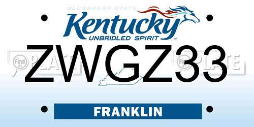 ZWGZ33 Kentucky License Plate