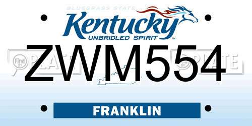 ZWM554 Kentucky License Plate