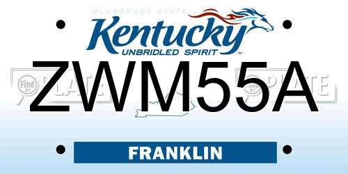 ZWM55A Kentucky License Plate
