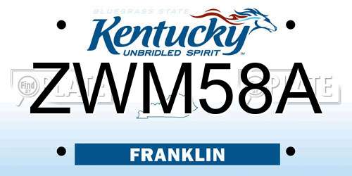 ZWM58A Kentucky License Plate