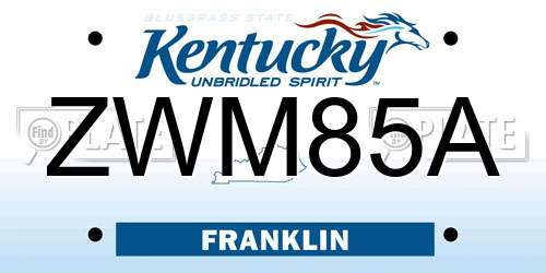 ZWM85A Kentucky License Plate