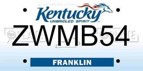 ZWMB54 Kentucky License Plate