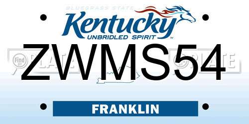 ZWMS54 Kentucky License Plate