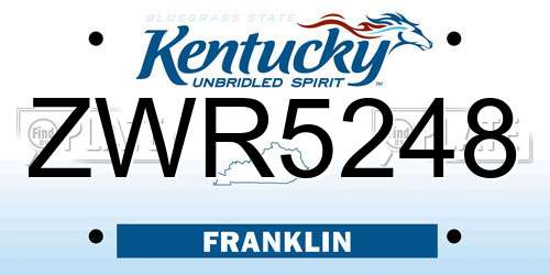 ZWR5248 Kentucky License Plate