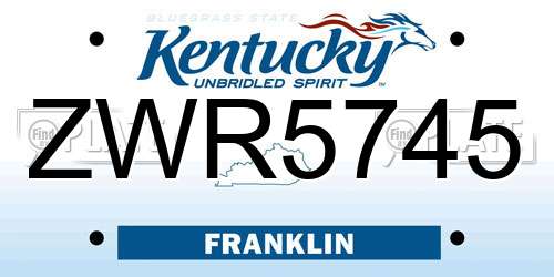 ZWR5745 Kentucky License Plate
