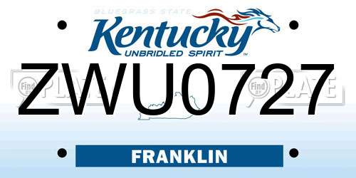 ZWU0727 Kentucky License Plate