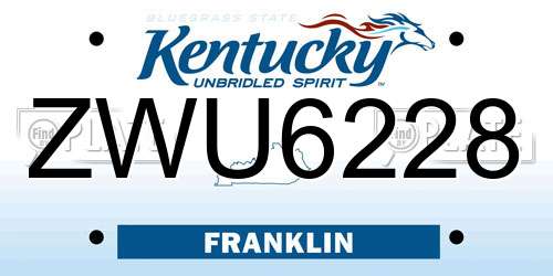 ZWU6228 Kentucky License Plate