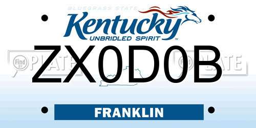 ZX0D0B Kentucky License Plate
