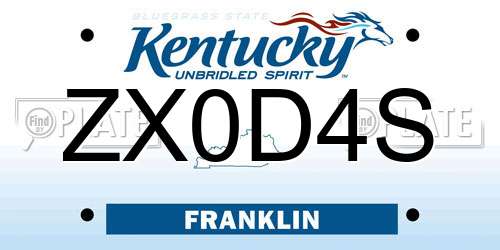 ZX0D4S Kentucky License Plate