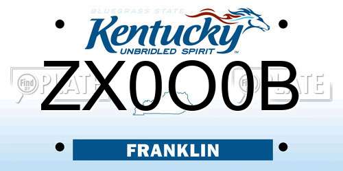 ZX0O0B Kentucky License Plate