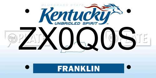 ZX0Q0S Kentucky License Plate