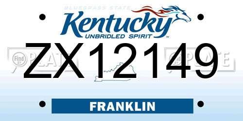 ZX12149 Kentucky License Plate