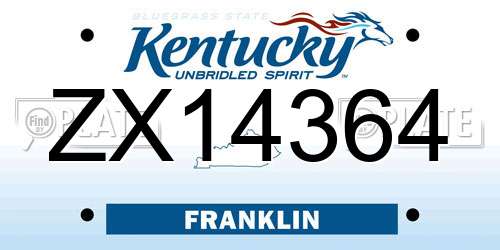 ZX14364 Kentucky License Plate