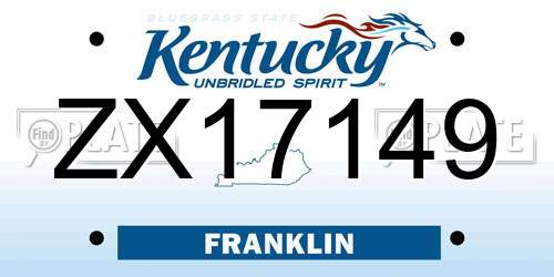 ZX17149 Kentucky License Plate