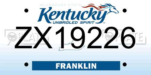 ZX19226 Kentucky License Plate