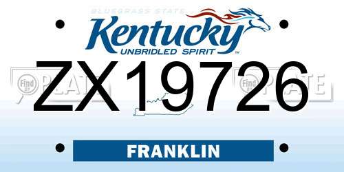 ZX19726 Kentucky License Plate