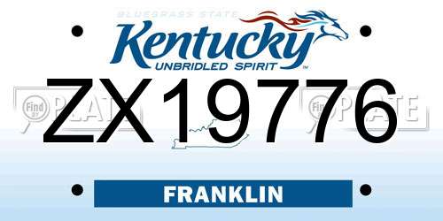 ZX19776 Kentucky License Plate