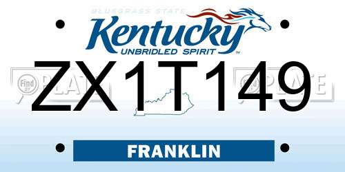 ZX1T149 Kentucky License Plate