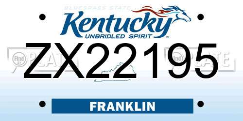 ZX22195 Kentucky License Plate