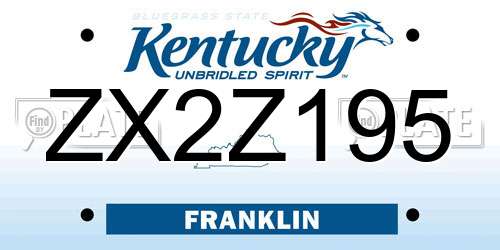 ZX2Z195 Kentucky License Plate