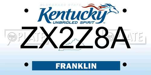 ZX2Z8A Kentucky License Plate