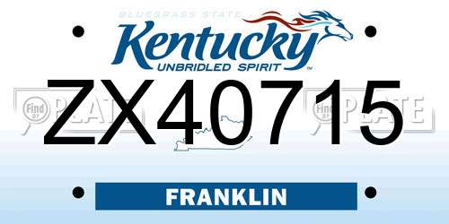 ZX40715 Kentucky License Plate