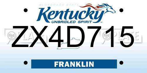 ZX4D715 Kentucky License Plate