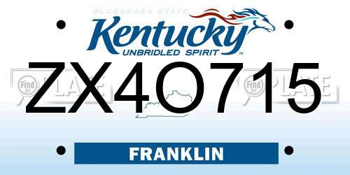 ZX4O715 Kentucky License Plate