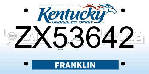ZX53642 Kentucky License Plate