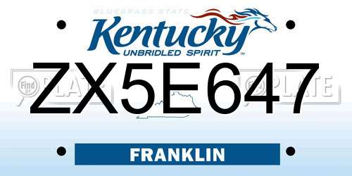 ZX5E647 Kentucky License Plate