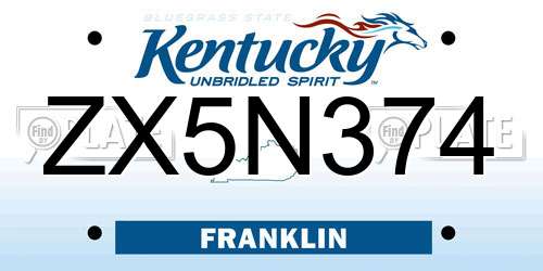 ZX5N374 Kentucky License Plate