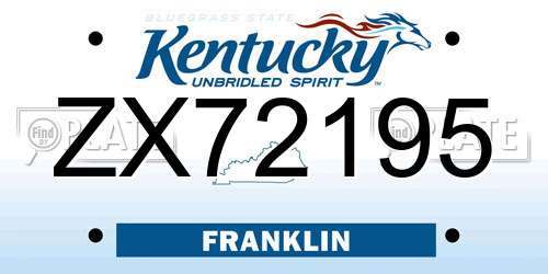 ZX72195 Kentucky License Plate