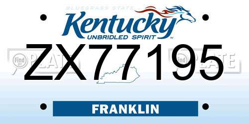 ZX77195 Kentucky License Plate