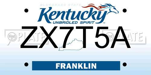ZX7T5A Kentucky License Plate