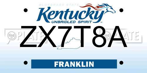 ZX7T8A Kentucky License Plate