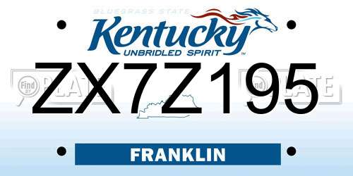 ZX7Z195 Kentucky License Plate