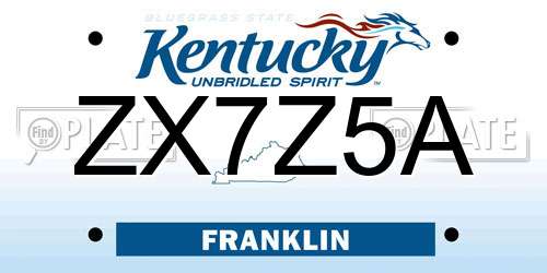 ZX7Z5A Kentucky License Plate