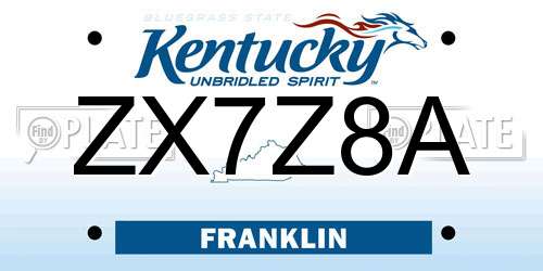 ZX7Z8A Kentucky License Plate