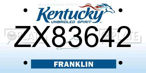 ZX83642 Kentucky License Plate