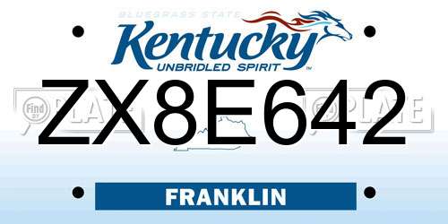 ZX8E642 Kentucky License Plate