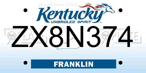 ZX8N374 Kentucky License Plate