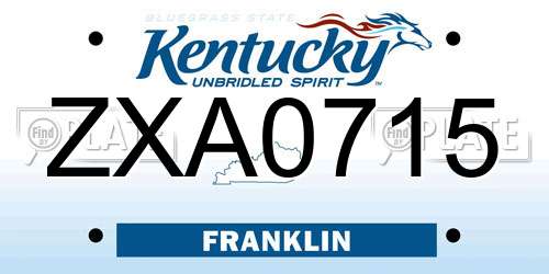 ZXA0715 Kentucky License Plate
