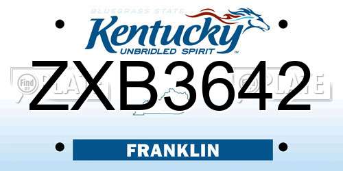 ZXB3642 Kentucky License Plate